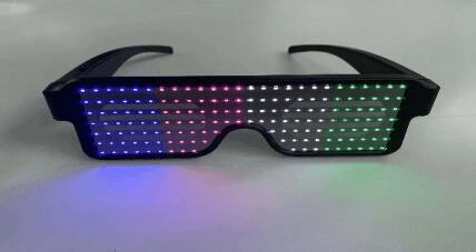 Super Led Farb Rave  Brille movie DIGI Lichtbrille 8 Programme AKKU USB 14 Stunden Power