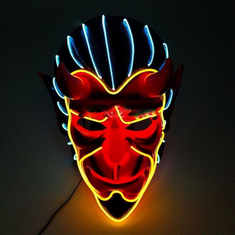 Hit der Saison ! Party Leuchtmaske  EL MASKE Luzifer DEVIL Teufel Elektro Lumineszens