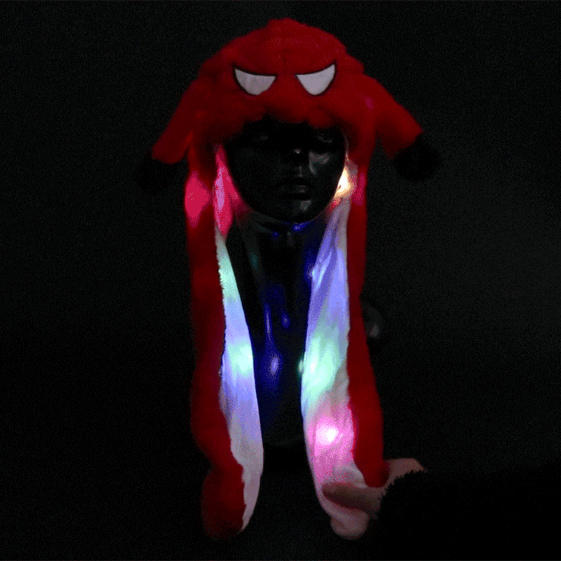 Leucht Wackel Ohren Mütze Spinne spider LED 3 Leuchtmodi ca. 70 cm x 32 cm wackelohren