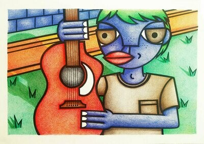The Guitar Player (Framed original)