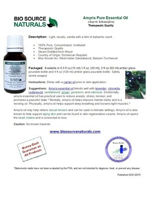 Amyris Pure Essential Oil Product Bulletin