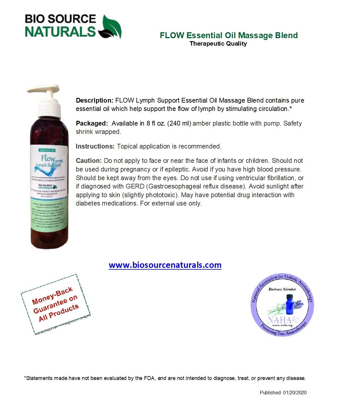 FLOW - Lymph Support Massage Oil Product Bulletin