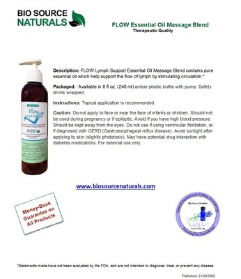 FLOW - Lymph Support Essential Oil Massage Blend    Pump Product Bulletin