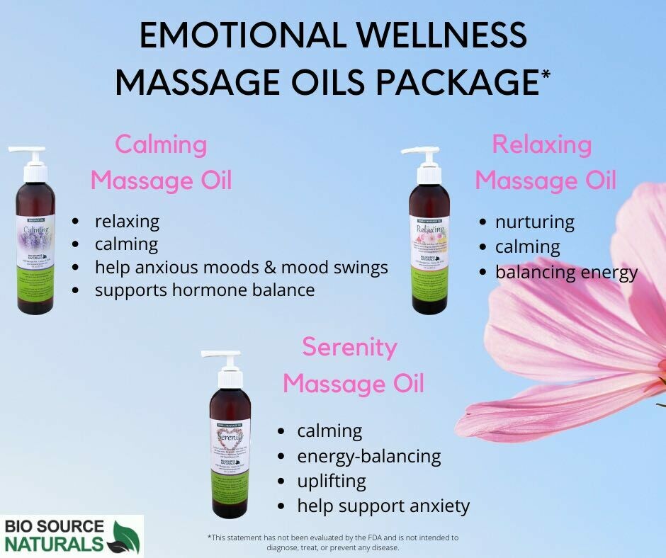 Emotional Wellness Massage Oil Package, each 8 fl oz (227 ml) (3 Pack)