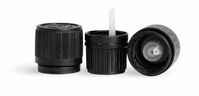 18 mm Black Child Resistant &quot;Universal Picture&quot; Caps w/ Orifice Reducers
