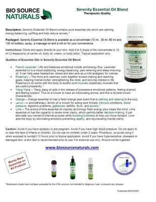 Serenity Essential Oil Blend Product Bulletin