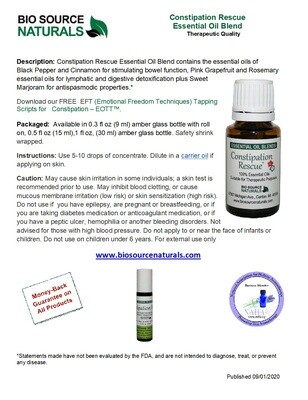 Constipation Rescue Essential Oil Blend Product Bulletin
