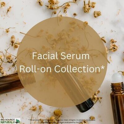 Facial Serum Roll-On Collection (Set of 4) - 0.3 fl oz (9 ml) Amber Glass Roll-On Bottle with Stainless Steel Roller Ball and Cap