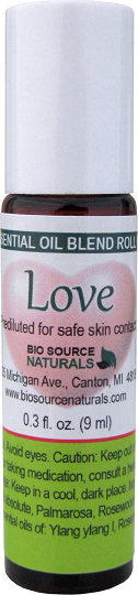 Love Essential Oil Blend Roll-On - 0.3 fl oz (9 ml) Amber Glass Roll-On Bottle with Stainless Steel Roller Ball and Cap