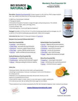 Mandarin Pure Essential Oil Product Bulletin