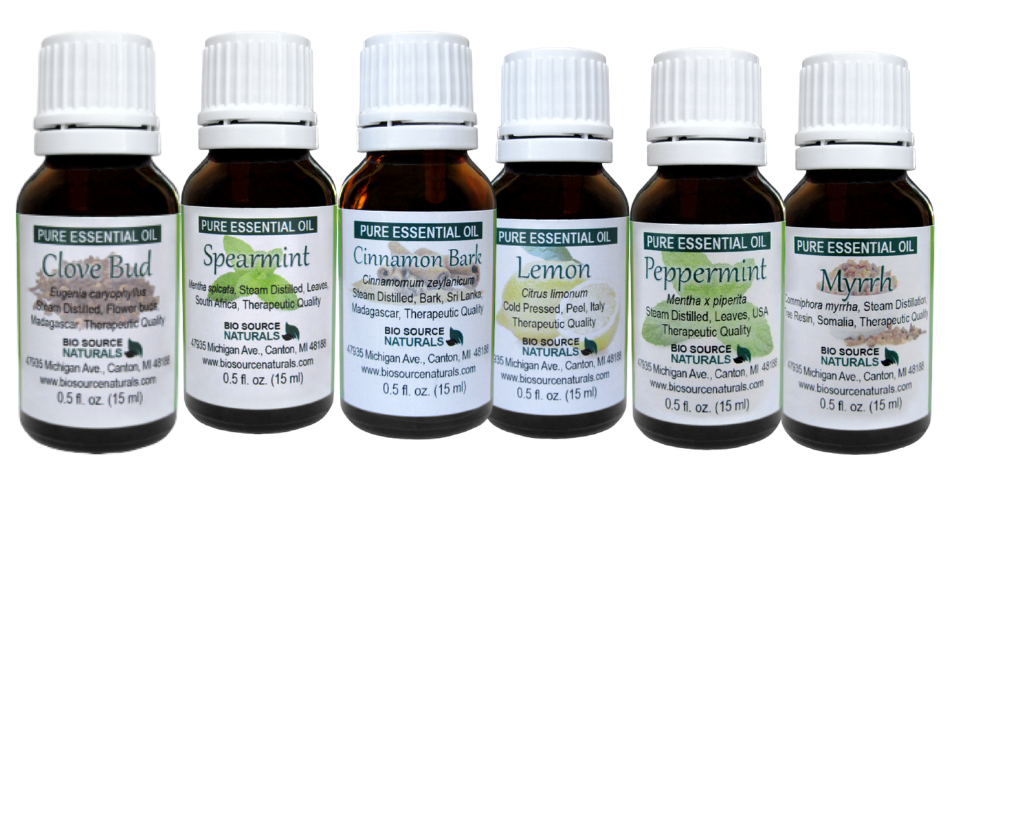 Essential Oils for Oral Care Set - Fluoride Free - Six (6) 15 ml Bottles