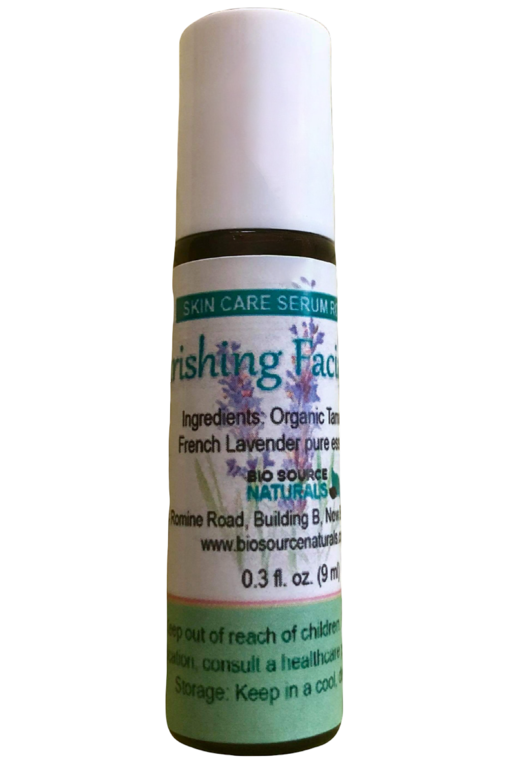 Nourishing Facial Serum Roll-On - 0.3 fl oz (9 ml) Amber Glass Roll-On Bottle with Stainless Steel Roller Ball and Cap
