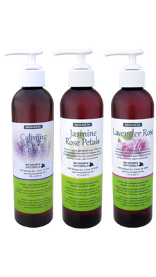Floral Massage Oil Collection - Set of Three 8 fl oz (227 ml) Pump