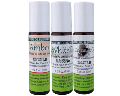 All Natural Fragrance Roll-On Collection - 3 Pack - 0.3 fl oz (9 ml) Amber Glass Roll-on Bottles with Stainless Steel Roller Ball and Cap