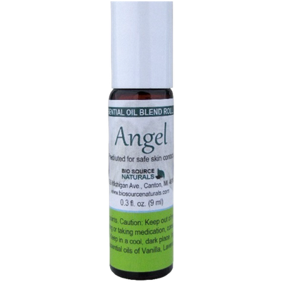 Angel Essential Oil Blend Roll-On - 0.3 fl oz (9 ml)  Amber Glass Roll-On Bottle w/ Stainless Steel Roller Ball &amp; Cap with 6 ALL-NEW EFT Tapping, Affirmations, Journal Prompts for Spiritual Healing