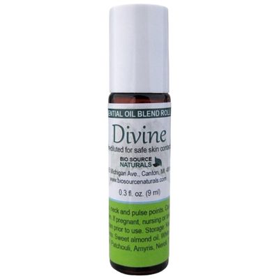 Divine Essential Oil Blend Roll-On - 0.3 fl oz (9 ml) Amber Glass Roll-On Bottle with Stainless Steel Roller Ball and Cap