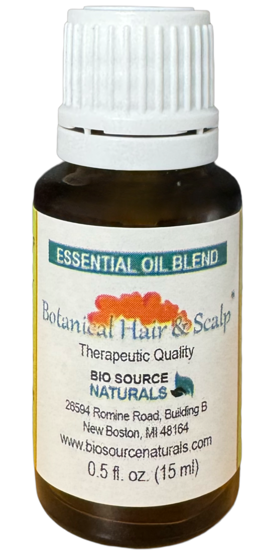 Botanical Hair and Scalp Essential Oil Blend Bottle – Plant-Based Formula for Scalp Health, Moisture &amp; Balance