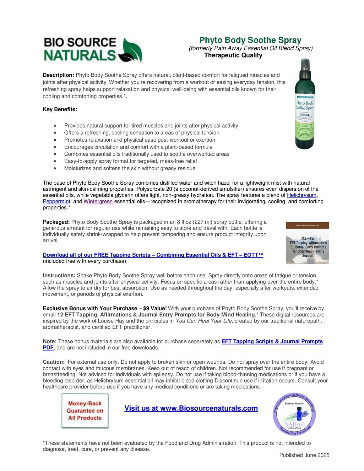 “Phyto Body Soothe Spray Product Bulletin – BioSource Naturals