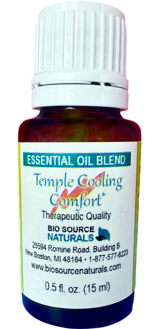 Temple Cooling Comfort Essential Oil Blend Bottle – Topical Aromatherapy for Head Tension, Mental Fatigue &amp; Occasional Stress