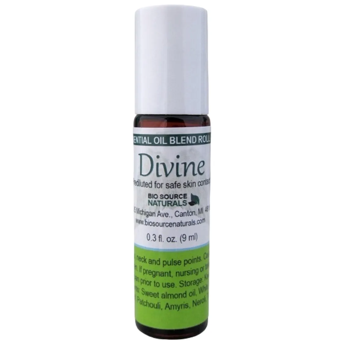 Divine Essential Oil Blend Roll-On - 0.3 fl oz (9 ml) Amber Glass Roll-On Bottle with Stainless Steel Roller Ball and Cap
