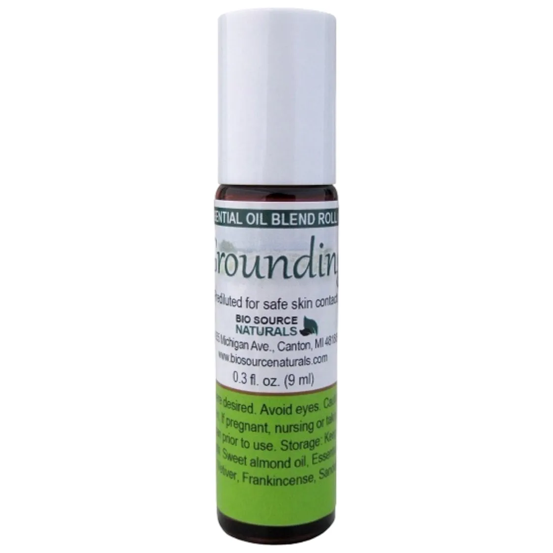 Grounding Essential Oil Blend Roll-On - 0.3 fl oz (9 ml) Amber Glass Roll-On Bottle with Stainless Steel Roller Ball and Cap