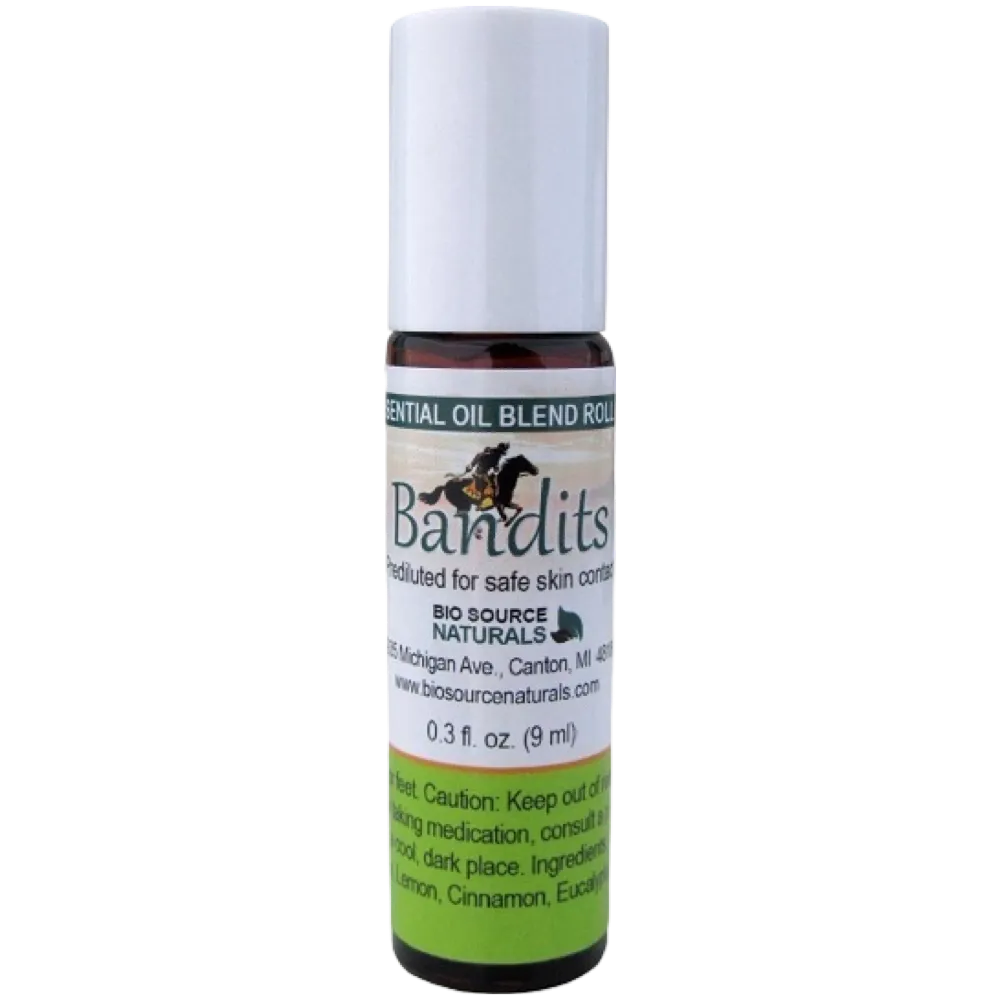 Bandits Essential Oil Blend (Thieves Type) Roll-On - 0.3 fl oz (9 ml) Amber Glass Roll-On Bottle with Stainless Steel Roller Ball and Cap