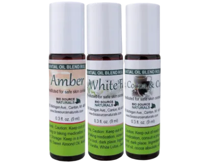 All Natural Fragrance Roll-On Collection - 3 Pack - 0.3 fl oz (9 ml) Amber Glass Roll-on Bottles with Stainless Steel Roller Ball and Cap