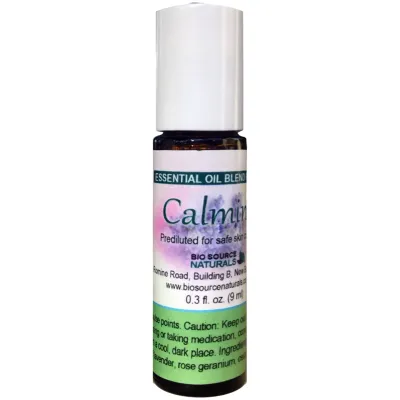 Calming Essential Oil Blend Roll-On - 0.3 fl oz (9 ml) Amber Glass Roll-On Bottle with Stainless Steel Roller Ball and Cap