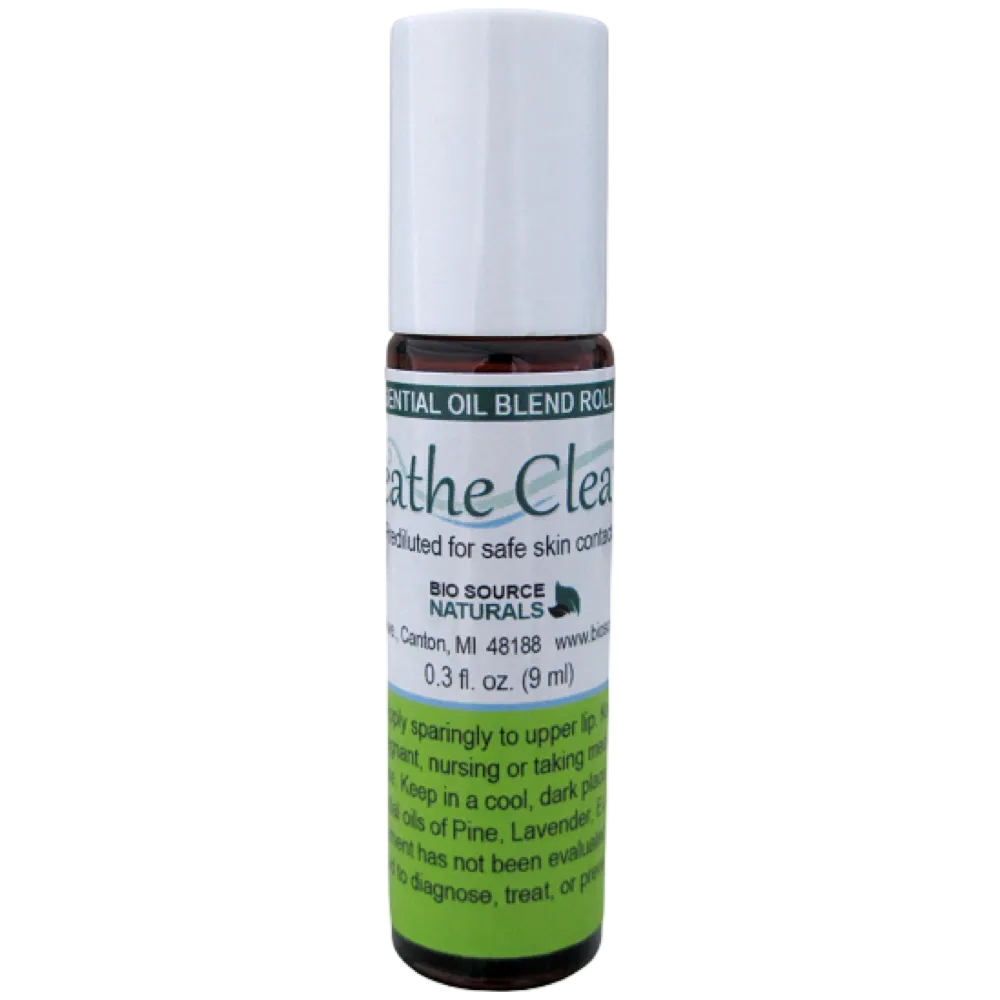 Breathe Clearly Essential Oil Blend Roll-On - 0.3 fl oz (9 ml) Amber Glass Roll-On Bottle with Stainless Steel Roller Ball and Cap