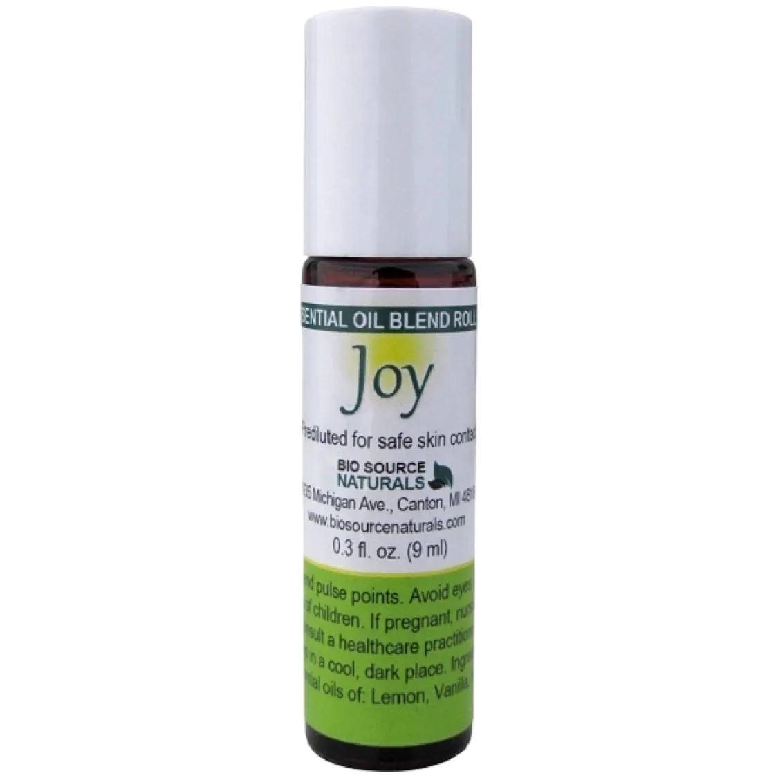 Joy Essential Oil Blend Roll-On - 0.3 fl oz (9 ml) Amber Glass Roll-On Bottle with Stainless Steel Roller Ball and Cap