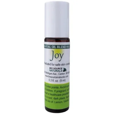 Joy Essential Oil Blend Roll-On - 0.3 fl oz (9 ml) Amber Glass Roll-On Bottle with Stainless Steel Roller Ball and Cap