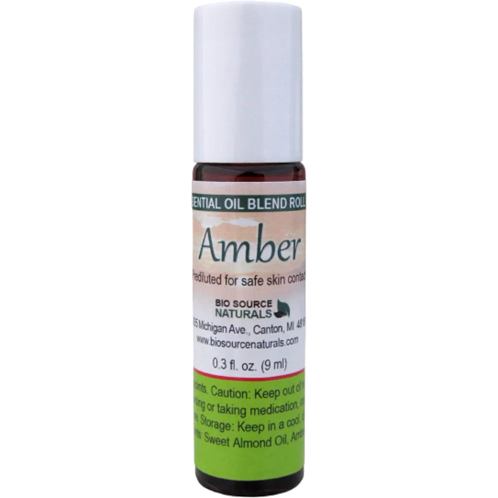 Amber Resin Oil Roll-On - 0.3 fl oz (9 ml) Amber Glass Roll-On Bottle with Stainless Steel Roller Ball and Cap and Free Affirmation Digital Card