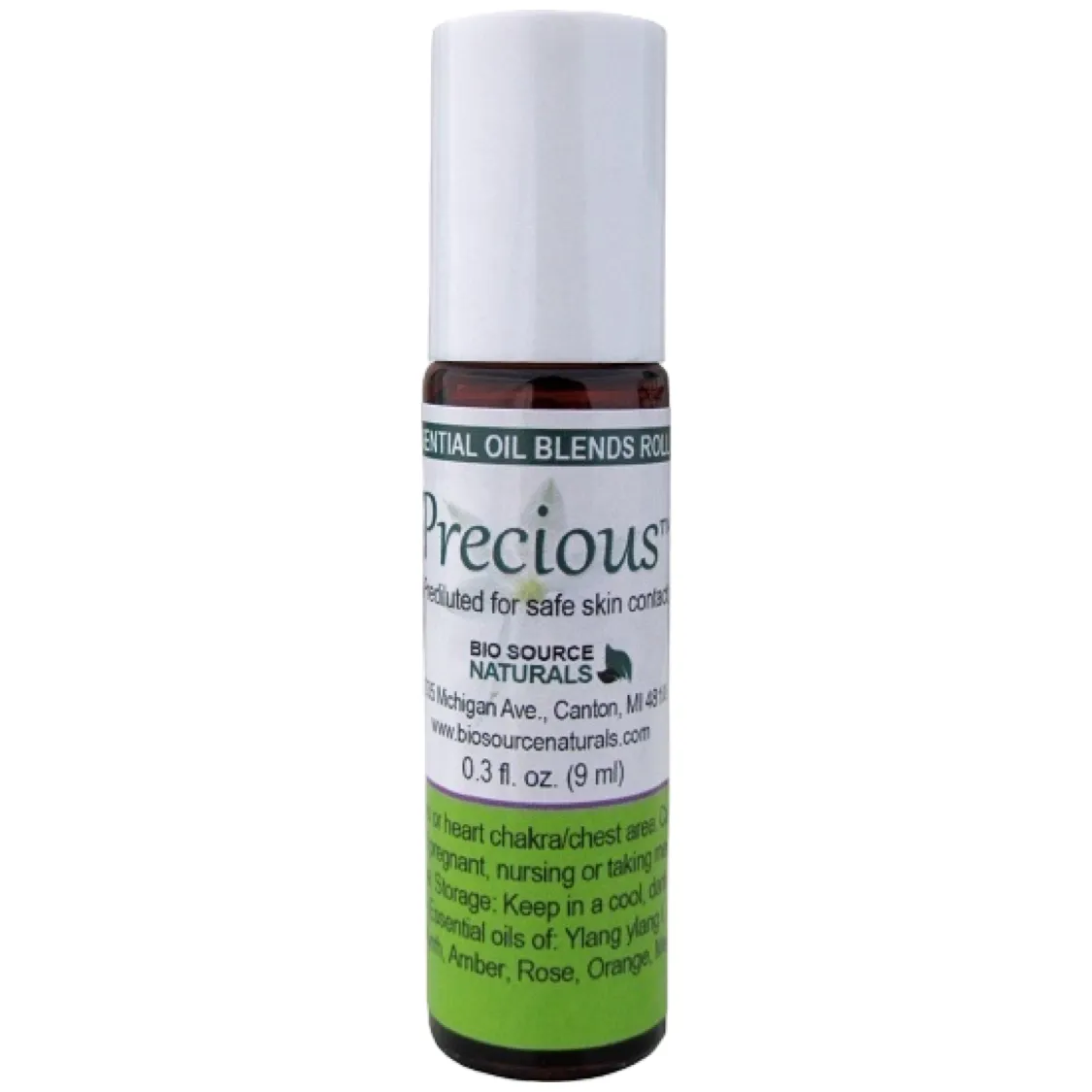 Precious Essential Oil Blend Roll-On - 0.3 fl oz (9 ml) Amber Glass Roll-On Bottle with Stainless Steel Roller Ball and Cap