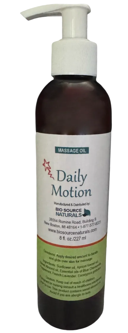 Daily Motion Massage Oil Bottle – Topical Aromatherapy for Sore Muscles, Tension &amp; Daily Motion Support