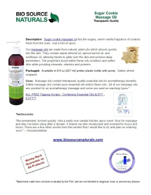 Sugar Cookie Massage Oil/Peersonal Fragrance 8 fl oz (227 ml)