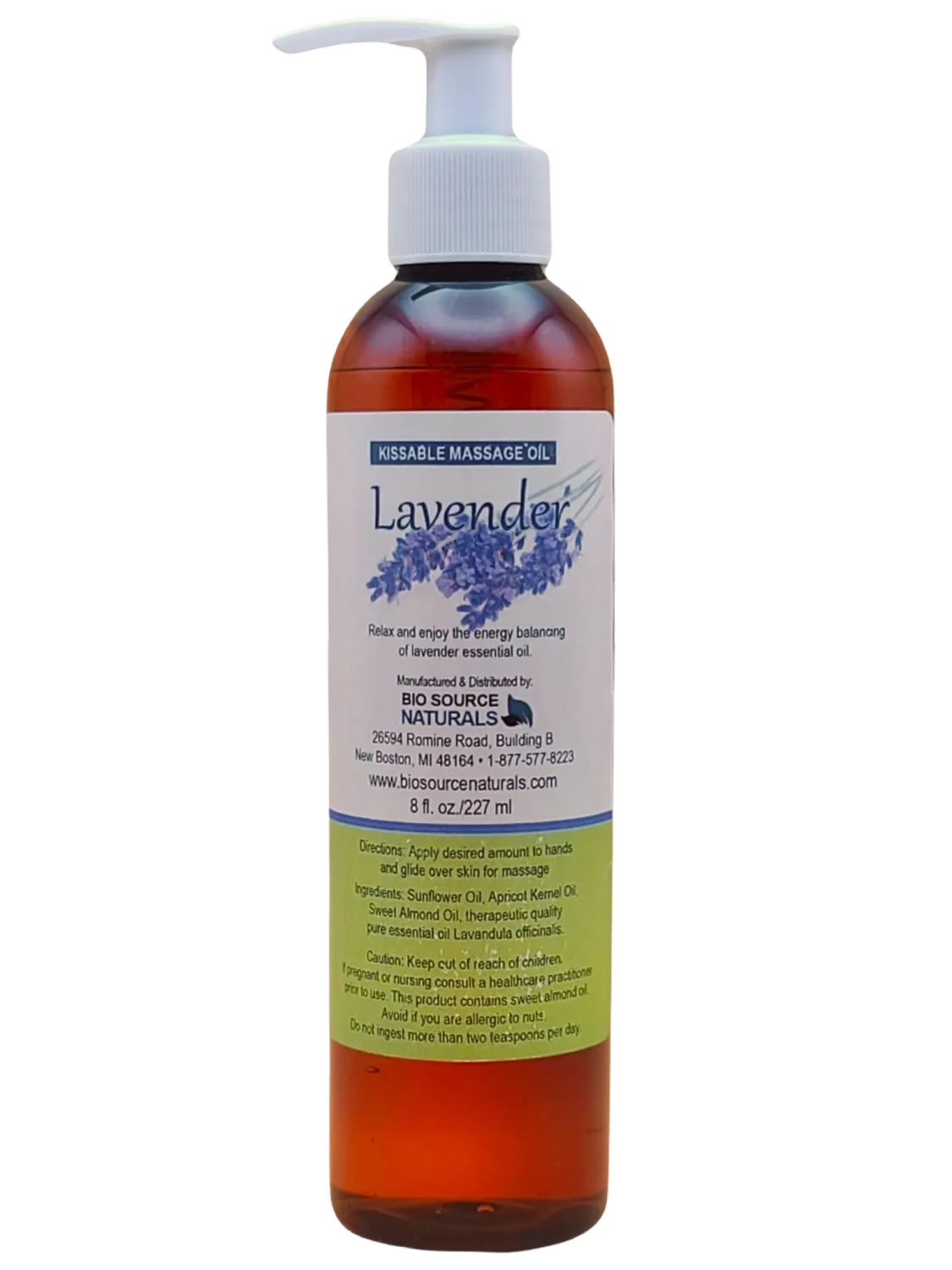 Lavender Kissable Massage Oil 8 fl oz (227 ml) with Free Digital Graphic of Emotional &amp; Spiritual Benefits