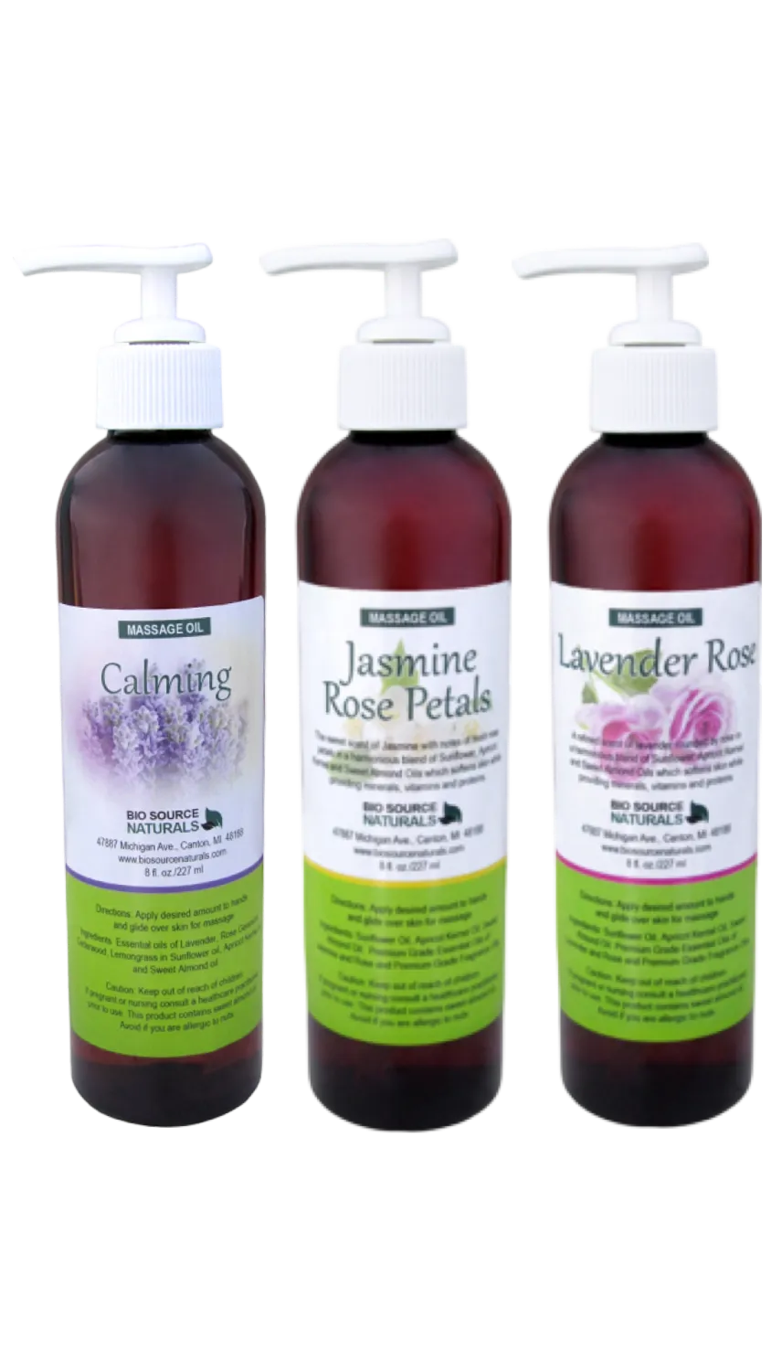 Floral Massage Oil Collection - Set of Three 8 fl oz (227 ml) Pump