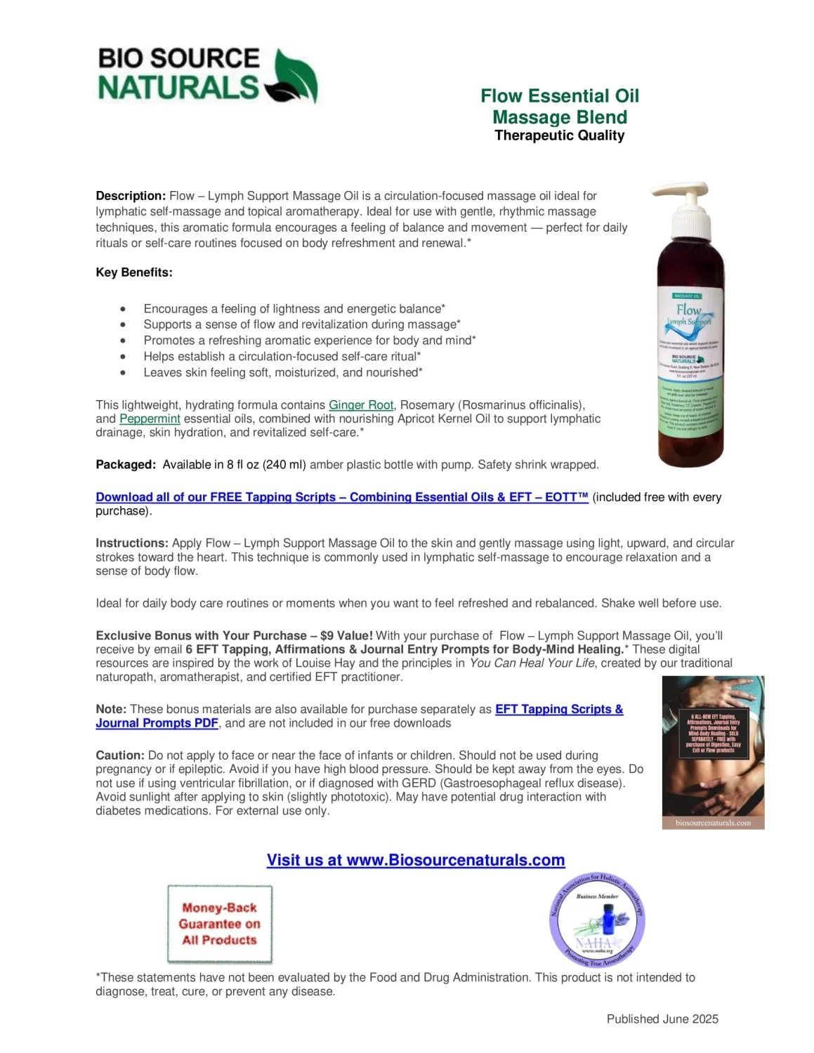 FLOW Lymph Support Essential Oil Blend Product Bulletin – Topical Support for Lymphatic Circulation