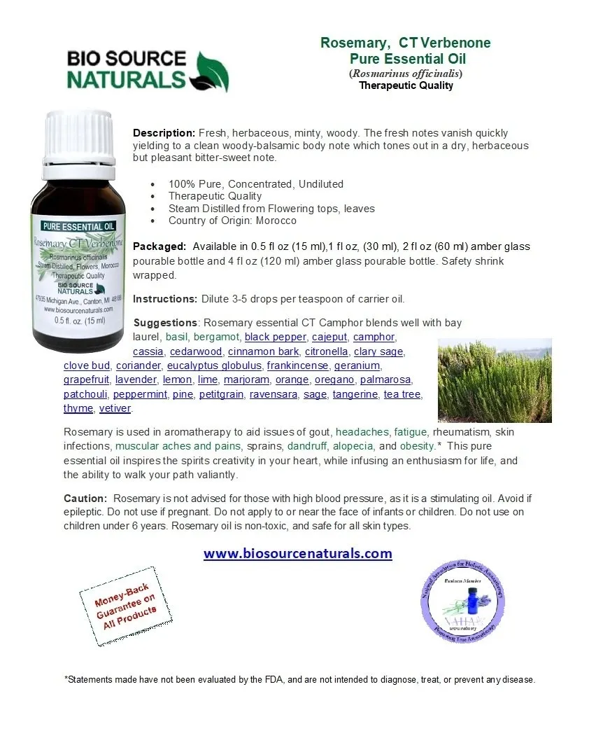 Rosemary, Verbenone CT Pure Essential Oil - Morocco Product Bulletin