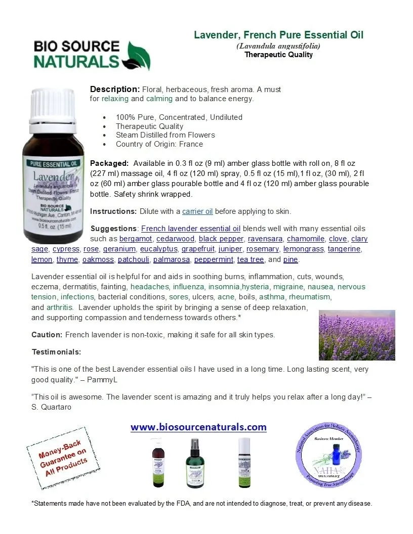 Lavender, French Pure Essential Oil Product Bulletin