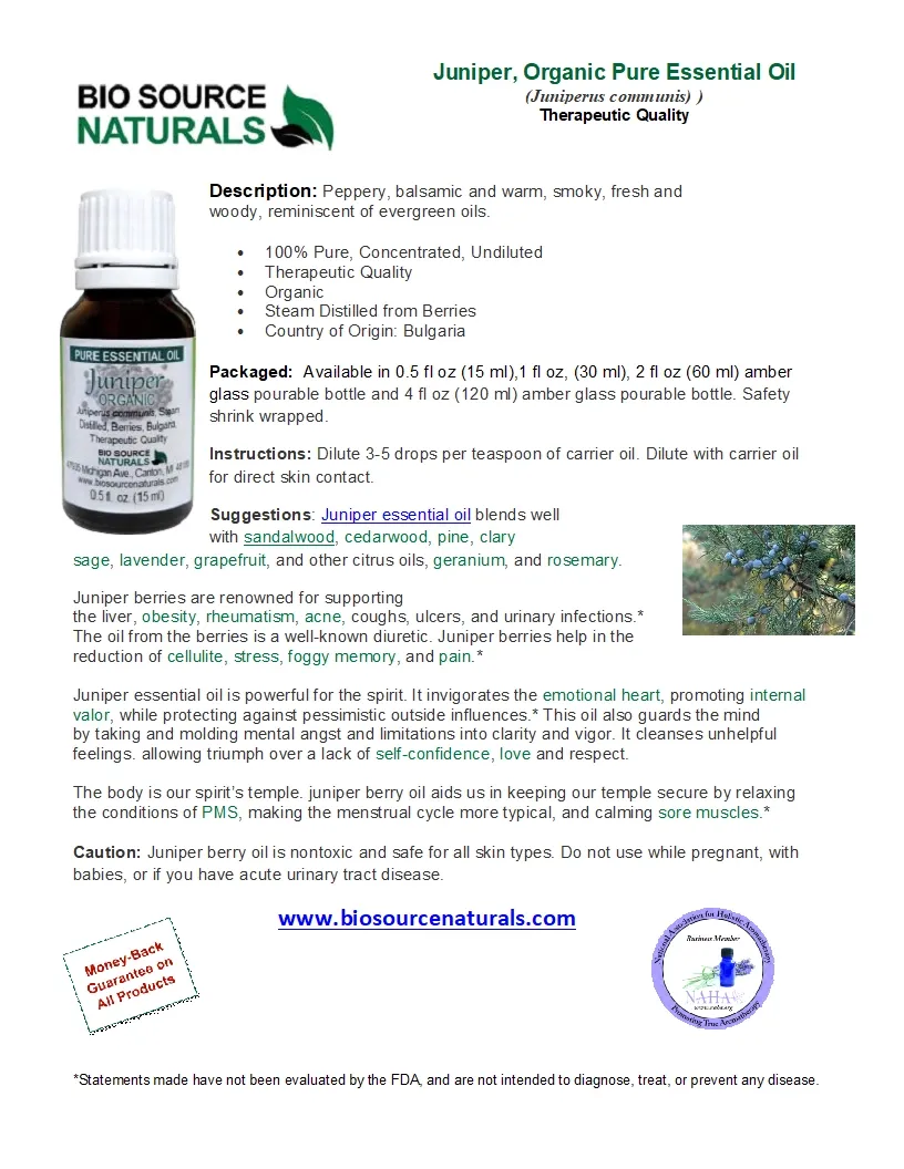 Juniper Berry Pure Essential Oil -  Organic - Product Bulletin