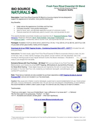 Fresh Face Ritual Essential Oil Blend Product Bulletin – Benefits, Ingredients &amp; Directions for Use