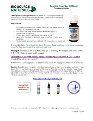 Calming Essential Oil Blend Product Information – Key Ingredients &amp; Emotional Wellness Benefits