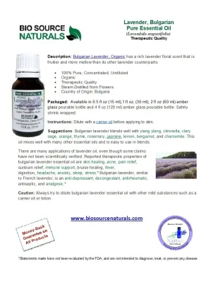Lavender, Bulgarian Organic Pure Essential Oil with Analysis Report &amp;  Free Affirmation Digital Card