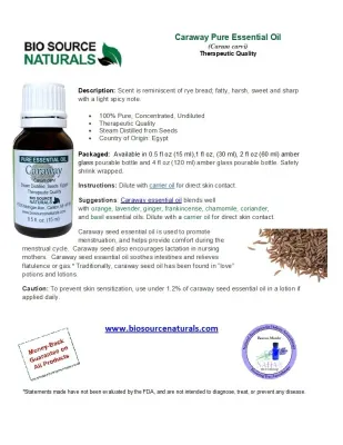 Caraway Pure Essential Oil with Free Affirmation Digital Card
