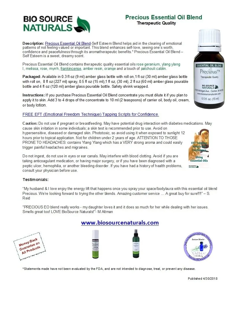 Precious Essential Oil Blend Product Bulletin