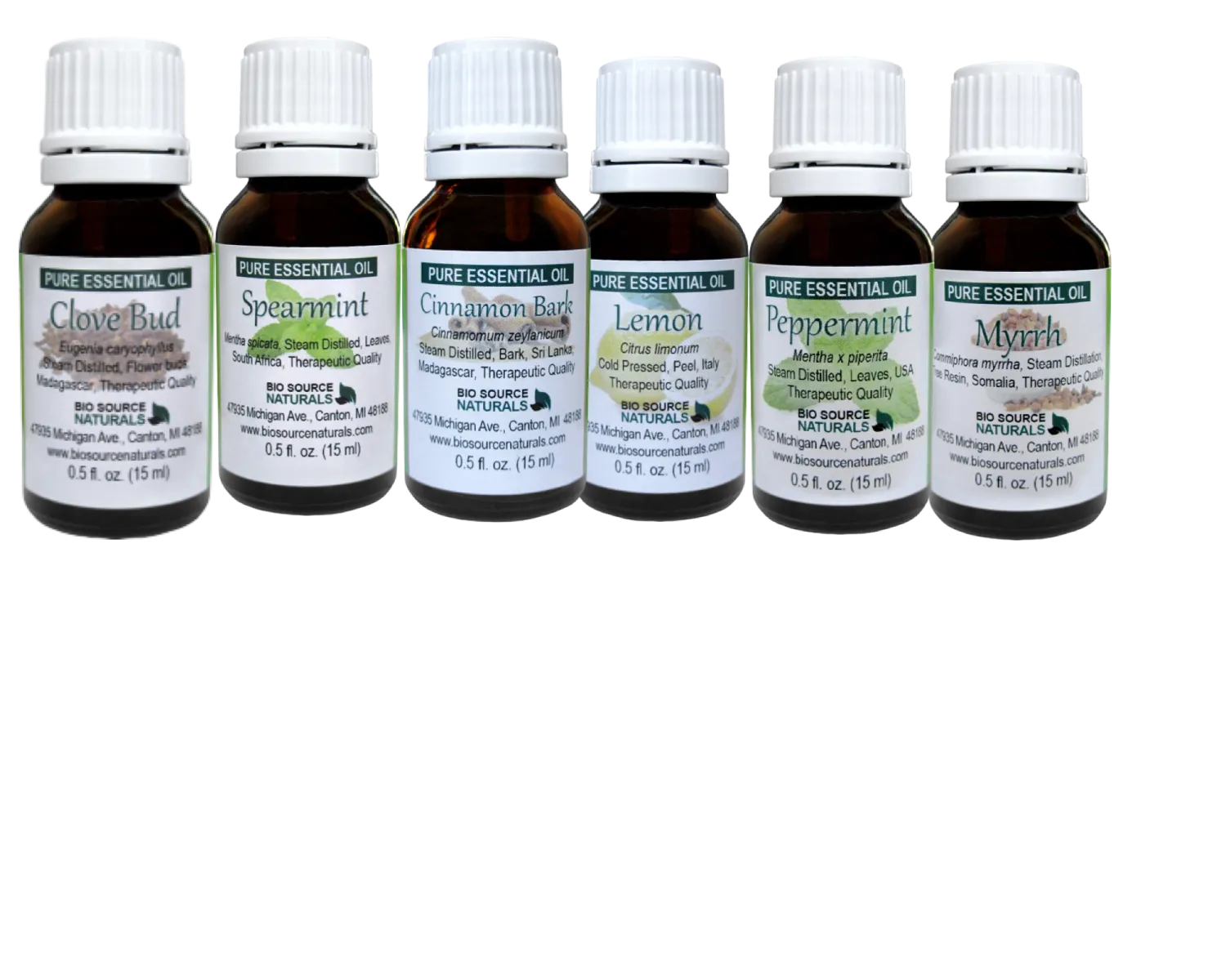 Essential Oils for Oral Care Set - Fluoride Free - Six (6) 15 ml Bottles