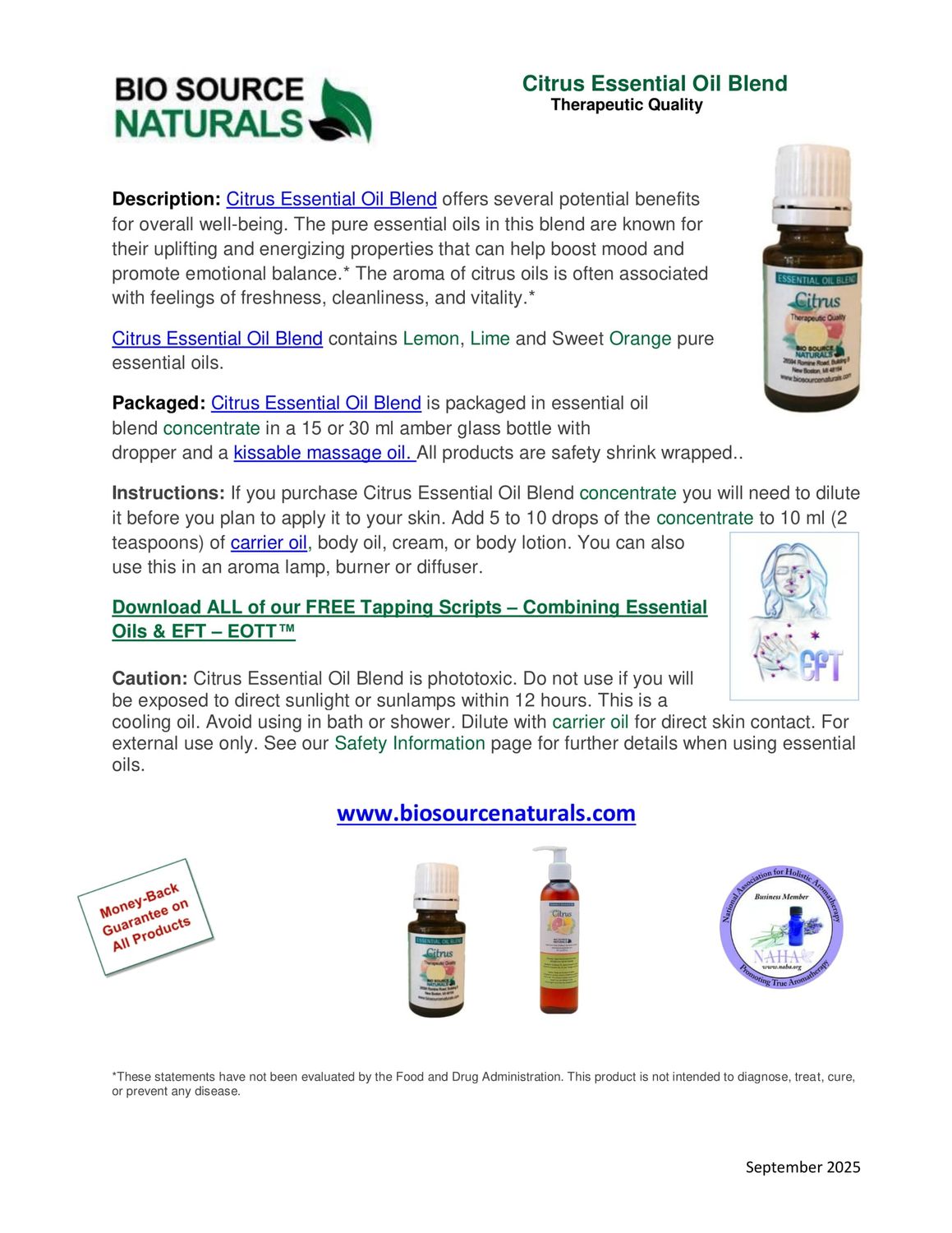 Citrus Essential Oil Blend Product Bulletin