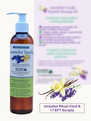 Lavender Vanilla Kissable Massage Oil | Includes Ritual Card + 17 EFT Tapping Scripts for Desire &amp; Connection