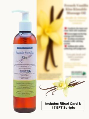 French Vanilla Kiss Kissable Massage Oil Bottle with Ritual Card and Vanilla Orchid – BioSource Naturals